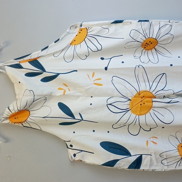 Women's Size 3XL Sunflower Print Romper w Pockets Jumpsuit Autumn Boho Hippie - Picture 3 of 12